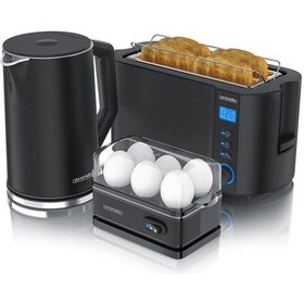 Resim 3 Lü Kahvaltı Seti 1.5l Paslanmaz Çelik Kettle, 4 Dilim Tost Makinesi & 6 Lı Yumurta Pişirici 