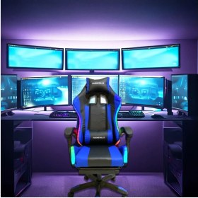 Resim 1 Yıl Blue Star Işıklı - Masaj Özellikli Oyuncu Koltuğu Mavi-Siyah Mavi Geriye Doğru Yatabilme Sabi 