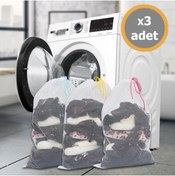 Resim 3 Adet Ultra Lüx Çamaşır Yıkama Filesi Renkli Ipli 40x60 Cm (büyük Boy) 