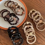 Resim ZFPAS Kumaş Polyester Saç Bağları 5/10parça Set - Şirin Kalp Kalp Şekli ve Gülümseyen Yüz Sembolleri - Kadınlar için Şık Dönen Lastik Saç Halkaları - Elegant Jersey Saç Bantları ile Vintage Şarm 