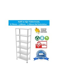 Resim Raf Burada 6 Katlı Galvaniz Çelik Raf - Depo, Arşiv, Kiler, Dosya, Market Rafı-31x60x200 cm- 0.70 mm 
