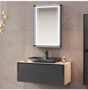 Resim Orka Craft 100 Cm Mdf Meşe-Mat Antrasit Banyo Dolabı Takımı Antrasit 