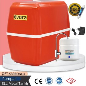 Resim Evora 5 Filtreli 8 L Pompalı Kırmızı Kapalı Oval Kasa Su Arıtma Cihazı 