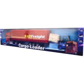 Resim Kutulu Sürtmeli Forklift ve Kırmızı Man Konteynır Tır 