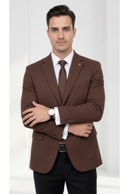 Resim Plus Scorpion Slim Fit Mikro Desenli Erkek Ceket Yazlık Pike Kumaş Çift Yırtmaç Blazer 