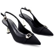 Resim Kindep Areka Burnu Kapalı Topuklu Kadın Ayakkabı Siyah Siyah 