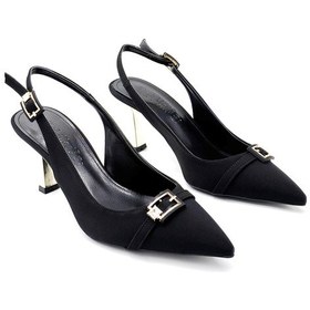 Resim Kindep Areka Burnu Kapalı Topuklu Kadın Ayakkabı Siyah Siyah 