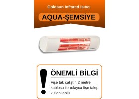 Resim Aqua 2000 Watt GSU20 Şemsiye Tip Kumandasız Suya Dayanıklı Elektrikli Infrared Isıtıcı-Beyaz 