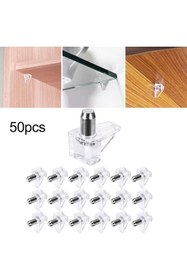 Resim Badem10 Raf Pimi Şeffaf Cam Ahşap Metal Raf Tutucu Çivisi Mobilya Dolap Pimi (50 Adet) 