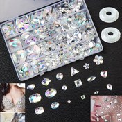 Resim Yaklaşık 750 adet Dikiş Rhinestones, Karışık Boyutlar 4 ila 18mm, DIY El Sanatları, Takı Yapımı, Giyim, Ayakkabı, Kostümler için Glitter Kristal Flatback Rhinestones - Gümüş saç tokası Tasarımı, Pil Gerektirmez, Rhinestone Süslemeleri Dikiş 