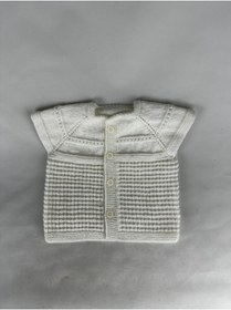 Resim RELYA Bebek Unisex Beyaz Makine Yünü Tülermez Düğmeli Yelek 6 12 Aylık En 29 CM Boy 31 CM 