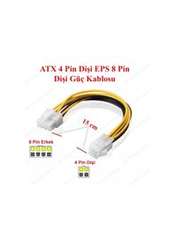 Resim Atx 4Pin Dişi Eps 8Pin Erkek Güç Kablosu Adaptörü Cpu Güç 