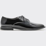 Resim Elle Siyah Deri Kadın Oxfrod 0 