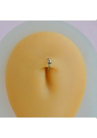 Resim 316 L Çelik Küçük Topçuklu Düz Halka Göbek Piercingi 6 Mm Silver Renkli 