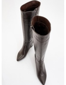 Resim Luvi Shoes Sejas Kahverengi Hakiki Deri Kadın Topuklu Çizme Kahverengi 