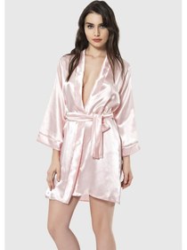Resim Ahu Aria's Closet Somon Kısa Saten Sabahlık Somon 