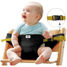 Resim Kumaş Mama Sandalyesi Mama Sandalyesi Emniyet Kemeri Siyah 