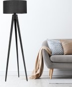 Resim Lumexx TRİPOD SİYAH SİLİNDİR SİYAH ABAJURLU LAMBADER 