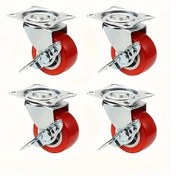 Resim Dashanshop 4 Adet 1 İnç Pvc Malzeme Frenli Ağır Hizmet Tekerlek 360 Döner 88 Kg Kapasite 