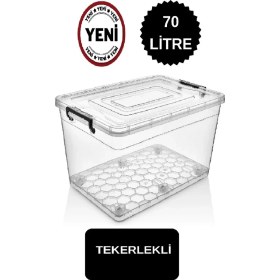 Resim Özbience Iki Parçalı Tekerlekli Saklama Kutusu Seti 50L ve 70L Büyük Boy 