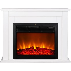 Resim Tektes Kasalı 115 CM Krem Kasalı 8 Renkli Alev Sesli Bluetoothlu Wifi Uygulamalı Elektrikli Şömine 