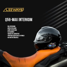 Resim Q58 Max 500m Telsiz Mesafeli Motosiklet Kaskı İnterkom Çift Sürücü İletişimi Mp3 FM Radyo 