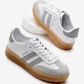 Resim Tonny Black Kalın Termo Taban Yanı Şeritli Bağcıklı Beyaz Gri Spor Ayakkabı Tbzer025 Beyaz Gri | Unisex 