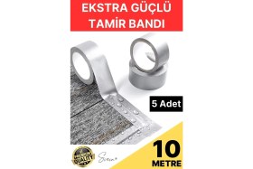 Resim Svein 5 Adet 10 mt Gri Lifli Tamir Takviye Onarım Bandı Su Geçirmez Sızdırmaz Kuvvetli Dayanıklı Çatlak 