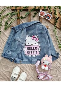 Resim Berfonzo Kids Kız Çocuk Hello Kitti Kot Ceket Mavi 