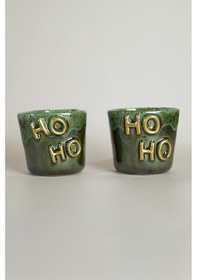 Resim Gleam Yeşil Seramik El Yapımı Mug Fincan 2li Set Altın Kaplama Ho Yeşil 