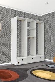 Resim Kenzlife Giysi Dolabı 3 Bölmeli 3 Çekmeceli Hamit150 Byz Dolap Kapaksız 
