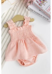 Resim Babymod Müslin %100 Pamuk Kız Bebek Askılı Yazlık Elbise Somon 