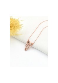 Resim Brezza Lusso Jewelry Zirkon Taşlı Baykuş Kadın Gümüş Kolye 45 CM 