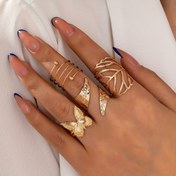 Resim Yazın Vazgeçilmezi, Kadınlar için Şık 4 Parça Yüzük Seti - Moda Tatil Stili, Oymalı Tasarım, Alaşım Malzeme - Partiler ve Plaj Oyunları İçin Mükemmel 
