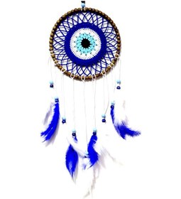 Resim Nazar Boncuğu Desenli Kuş Tüylü El Yapımı Düş Kapanı Duvar Süsü 