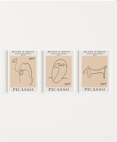 Resim Çerçevesiz Poster Musée D'orsay İlhamlı Picasso Hayvan Çizimleri 3'lü 