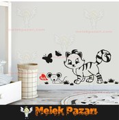 Resim Sevimli Kedi Ve Fare Çocuk Odası Duvar Sticker 