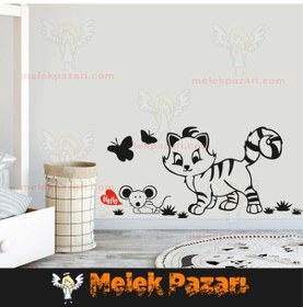 Resim Sevimli Kedi Ve Fare Çocuk Odası Duvar Sticker 