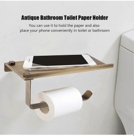 Resim Pirinç Antik Vintage Duvara Monte Tuvalet Kağıdı Tutucusu Telefon Rafı Bronz Kaplama 