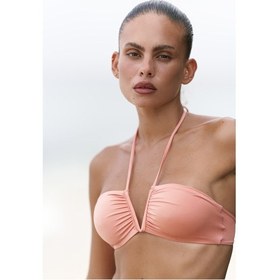 Resim Mai Collection Mai Studios Co. Bunga Bağlamalı Büzgü Detay Bikini Üstü - Somon Somon 