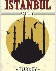 Resim Istanbul City Silüetli Türkiye Temalı Ahşap Retro Poster Tablo 