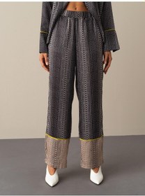 Resim Siyah Desenli Saten Pantolon 23kb01201138-01 Siyah 