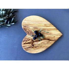 Resim Zethome Zeytin Ağacı Ahşap Kalp Servis Tabağı 24 CM 