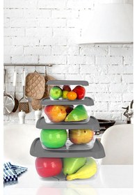 Resim Kare Saklama Kabı Seti 4'lü 0.50 - 0.90 - 1.50 - 2.50 L Gri 