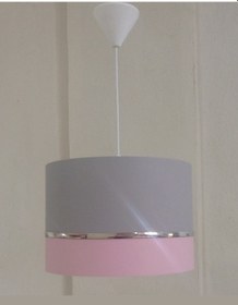 Resim 750 Gri Pembe 2.li Set Yatak Odası Genç Çocuk Odası Avize Abajur 