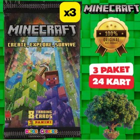 Resim Orijinal Minecraft Treadin Card (3 Paket) - Minecraft Oyun Kartları - Minecraft Koleksiyonluk Kartı Minecraft Kart 