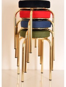 Resim 4 Lü Renkli Tay-5 Tüyü Altın Ahtapot Tabure Mutfak Taburesi 