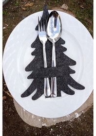 Resim Füme 6 Adet Dekoratif Çam Ağacı Kaşıklık 