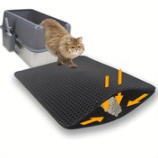 Resim Kedi Kumu Matı, Güzel Petek Desenli Kedi Tuvaleti Yakalama Pedi, Kediler İçin Uygun, Koku Kontrolü Çift Katmanlı, Su Geçirmez İdrar, Yıkanabilir, Ftalatsız 