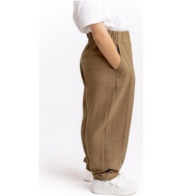 Resim Oliven The Kid Unisex Paça Ve Belden Kapalı A Pile Keten Pantolon Caramel Caramel Kahverengi 
